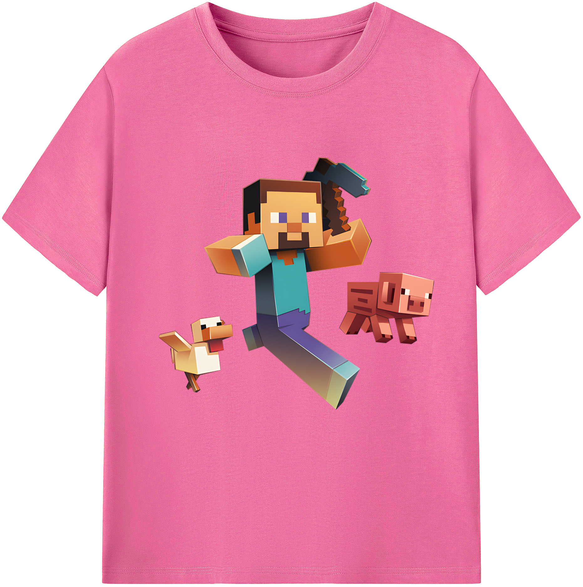 （画像用） マインクラフト ブロックの世界 Minecraft MC Block world レディースカジュアルプリントTシャツ（綿100％）